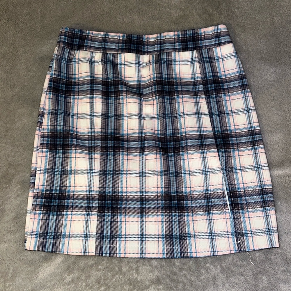 Plaid Pencil Skirt in Blue and White